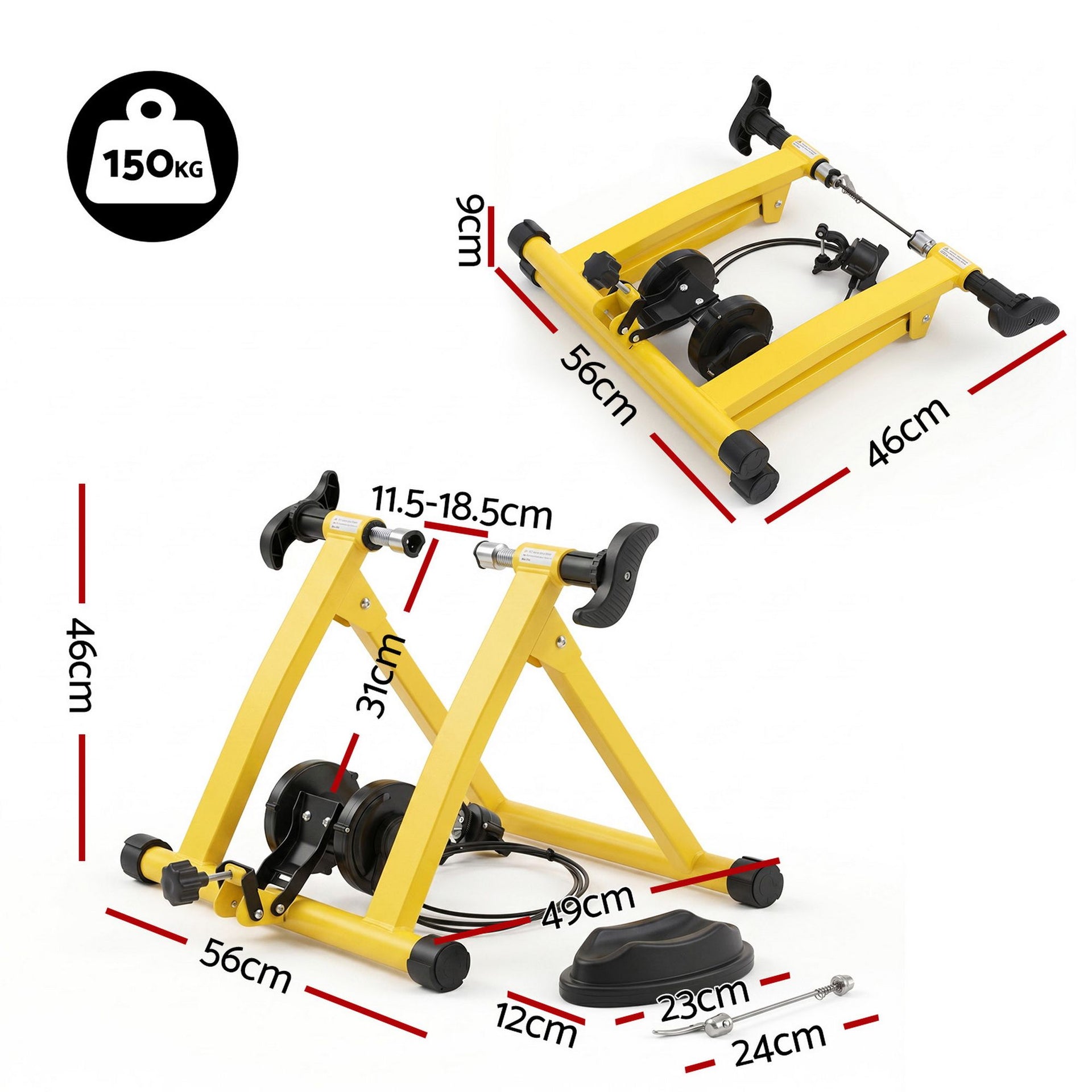 Everfit Bike Trainer Stand Indoor Riding Bicycle 6 Level Cycling Home Gym Yellow Awezingly