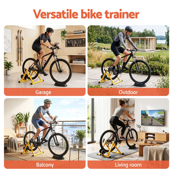 Everfit Bike Trainer Stand Indoor Riding Bicycle 6 Level Cycling Home Gym Yellow Awezingly