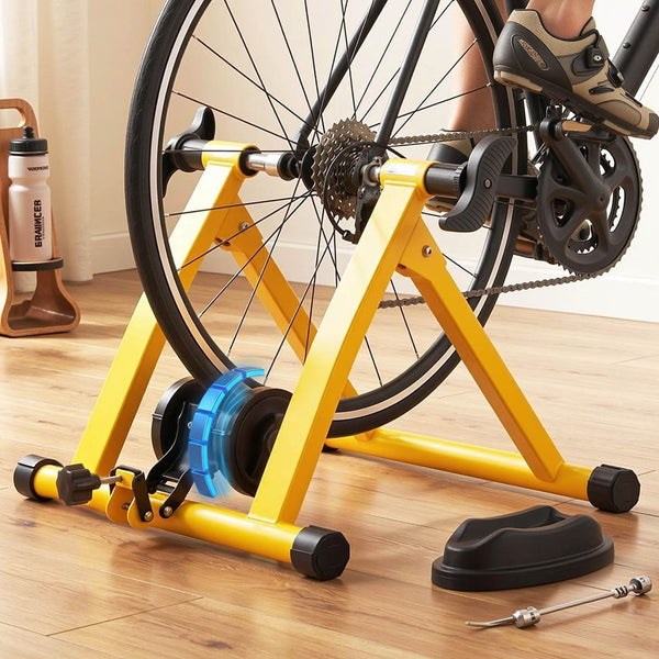 Everfit Bike Trainer Stand Indoor Riding Bicycle 6 Level Cycling Home Gym Yellow Awezingly