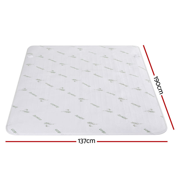 Giselle Electric Blanket Bamboo Fabric Double Fitted Heated Pad Underlay Washable Winter Awezingly
