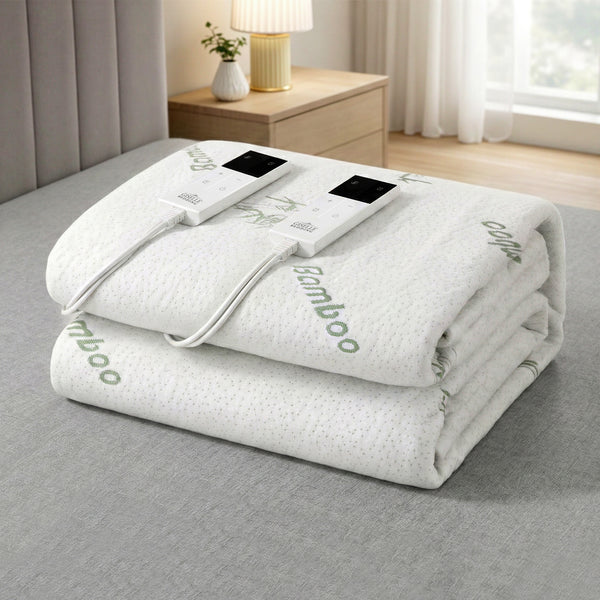 Giselle Electric Blanket Bamboo Fabric King Fitted Heated Pad Underlay Washable Winter Awezingly
