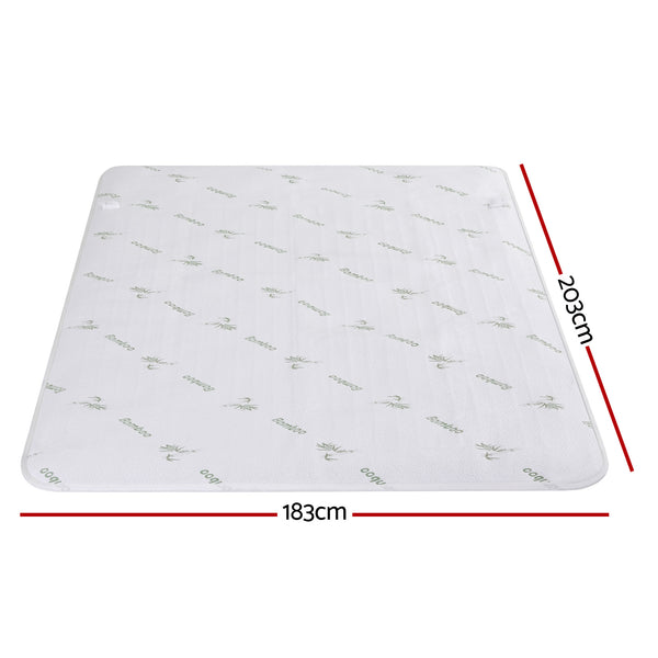 Giselle Electric Blanket Bamboo Fabric King Fitted Heated Pad Underlay Washable Winter Awezingly