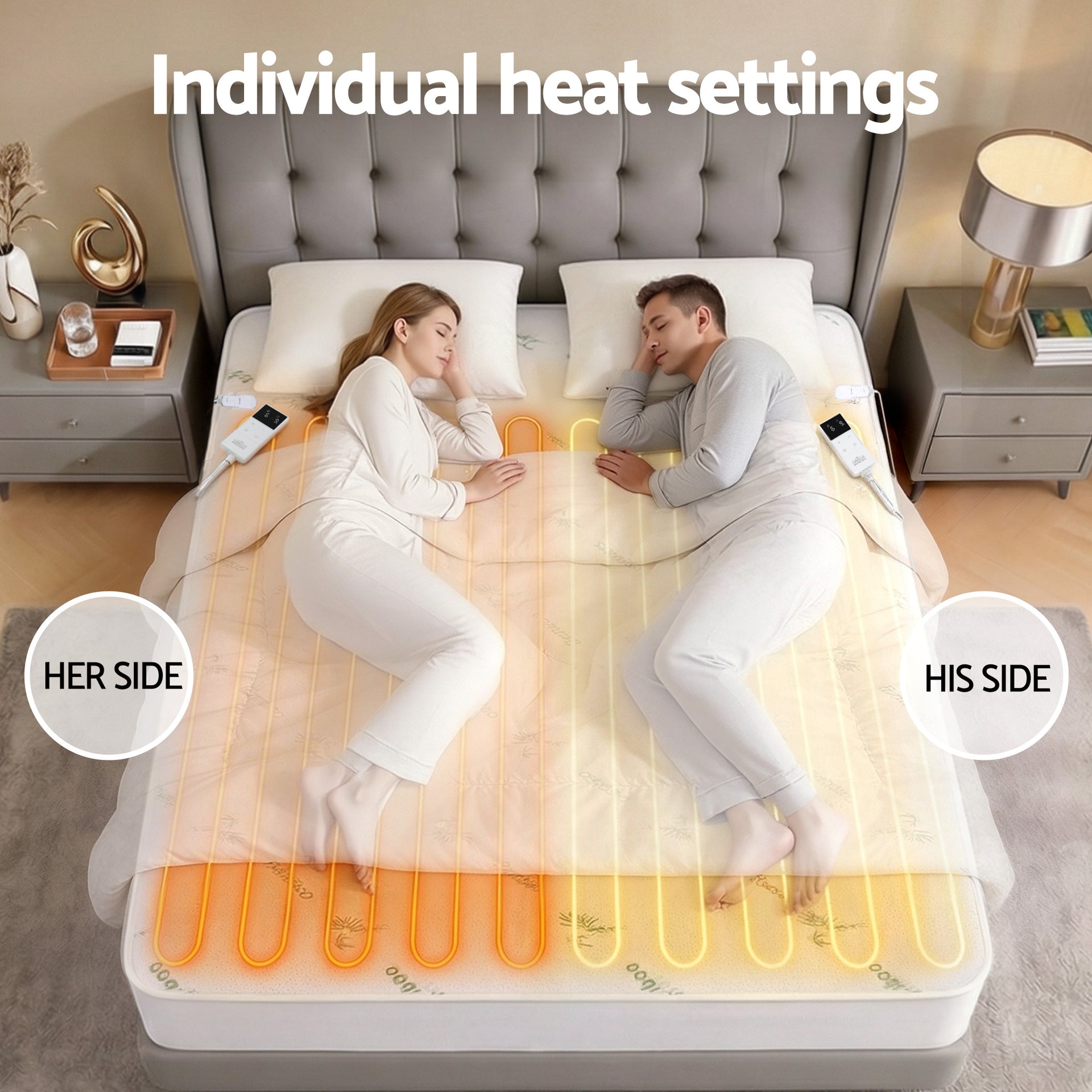 Giselle Electric Blanket Bamboo Fabric King Fitted Heated Pad Underlay Washable Winter Awezingly