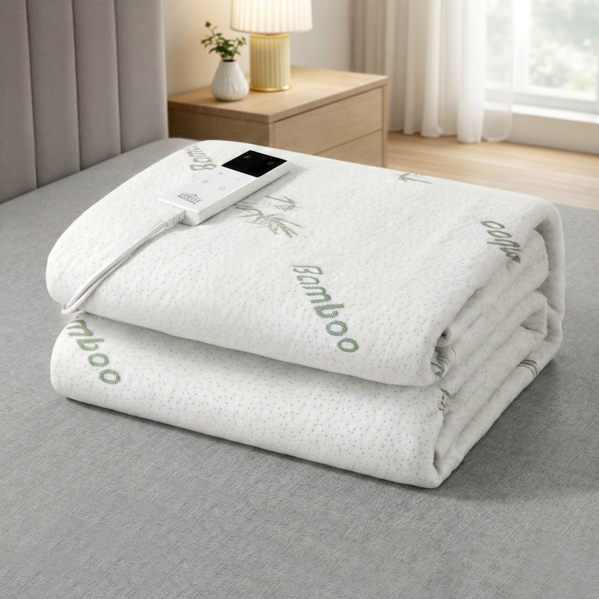Giselle Electric Blanket Bamboo Fabric King Single Fitted Heated Pad Underlay Washable Winter Awezingly