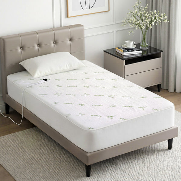 Giselle Electric Blanket Bamboo Fabric King Single Fitted Heated Pad Underlay Washable Winter Awezingly