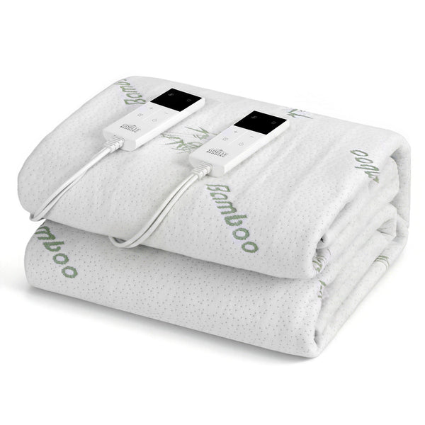 Giselle Electric Blanket Bamboo Fabric Queen Fitted Heated Pad Underlay Washable Winter Awezingly
