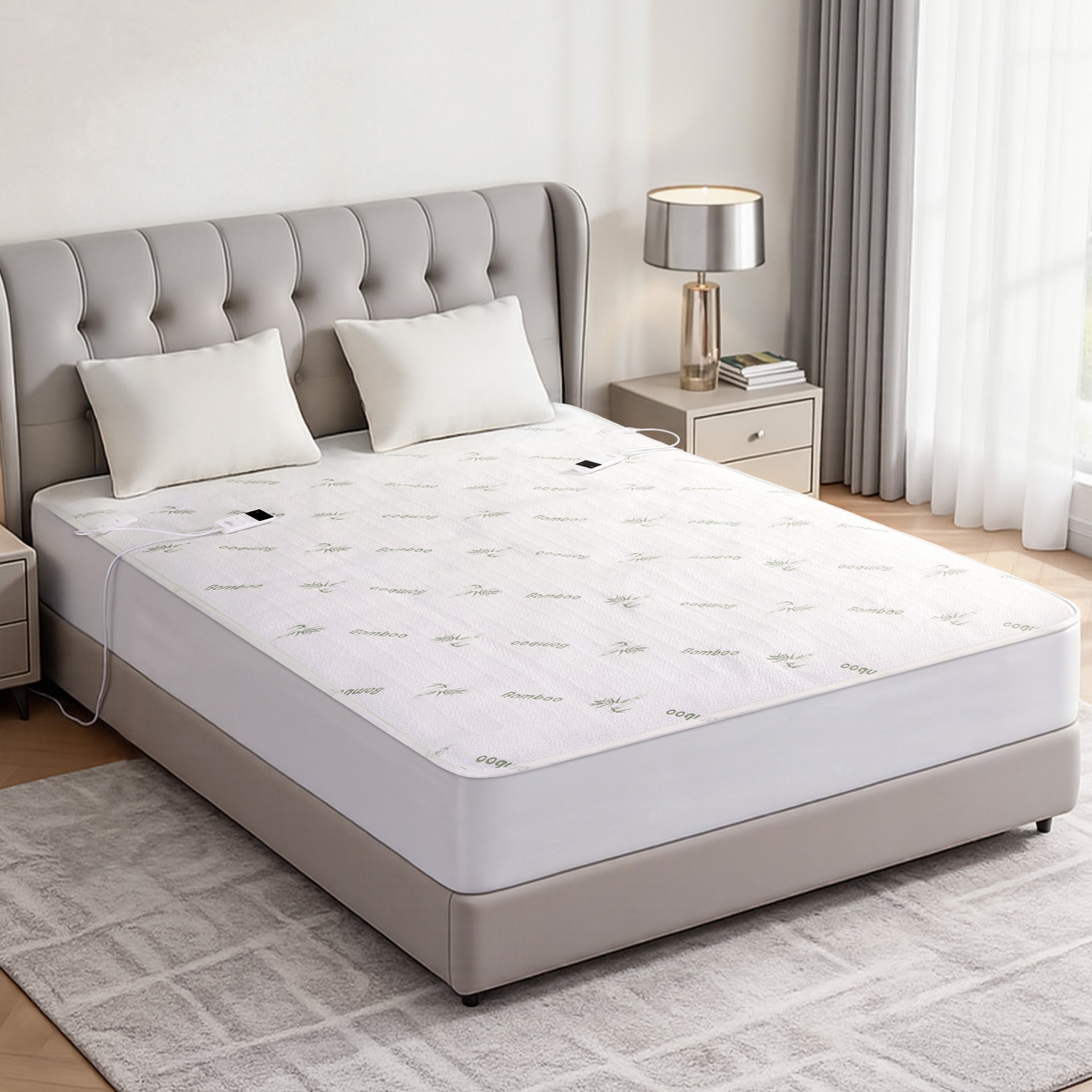 Giselle Electric Blanket Bamboo Fabric Queen Fitted Heated Pad Underlay Washable Winter Awezingly