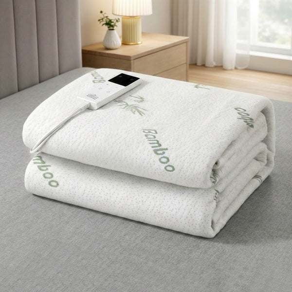 Giselle Electric Blanket Bamboo Fabric Single Fitted Heated Pad Underlay Washable Winter Awezingly