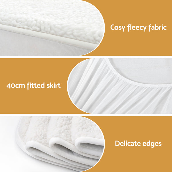 Giselle Electric Blanket LED Remote Sherpa Fleece Underlay Fully Fitted Machine Washable King Single Awezingly