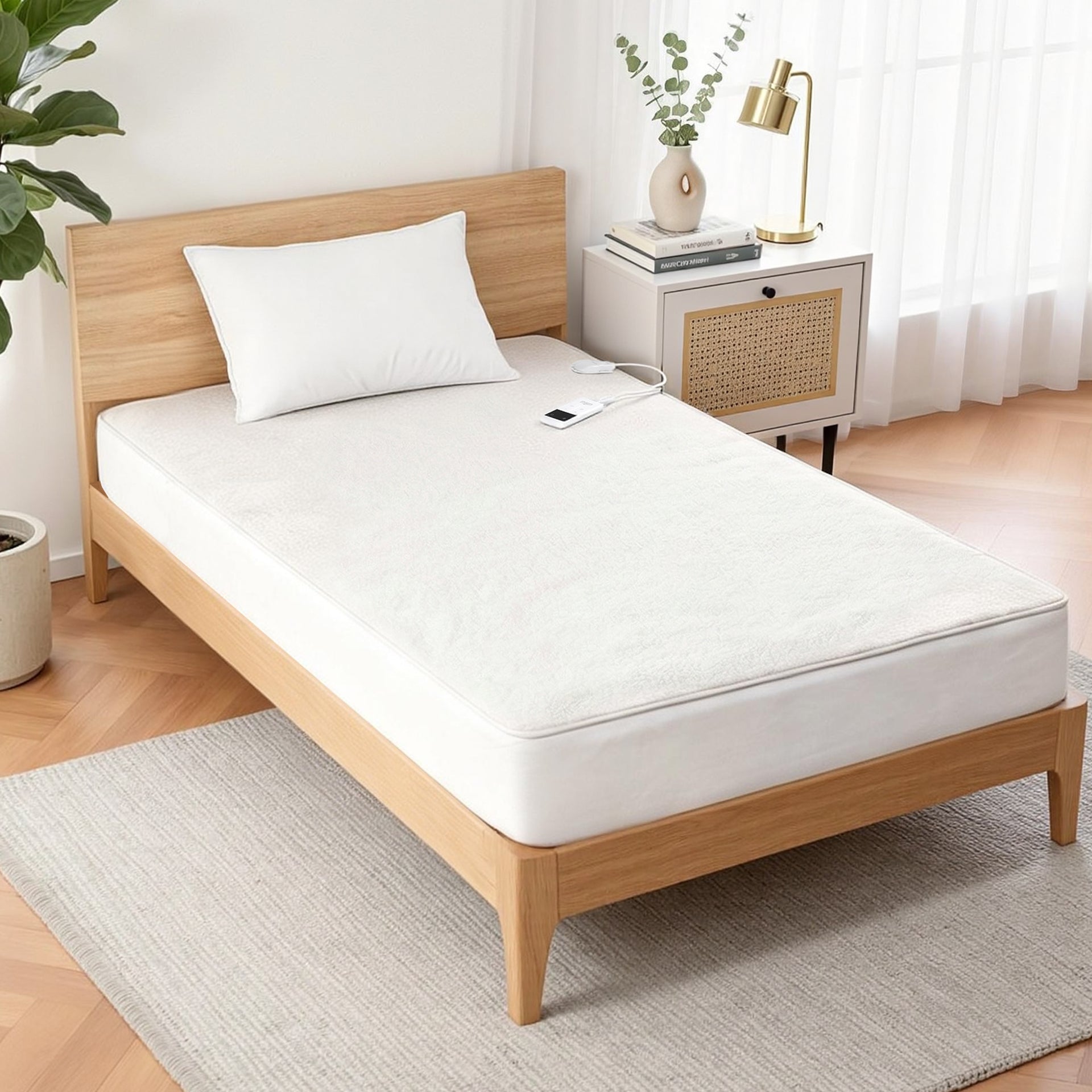 Giselle Electric Blanket LED Remote Sherpa Fleece Underlay Fully Fitted Machine Washable King Single Awezingly