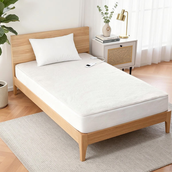 Giselle Electric Blanket LED Remote Sherpa Fleece Underlay Fully Fitted Machine Washable King Single Awezingly