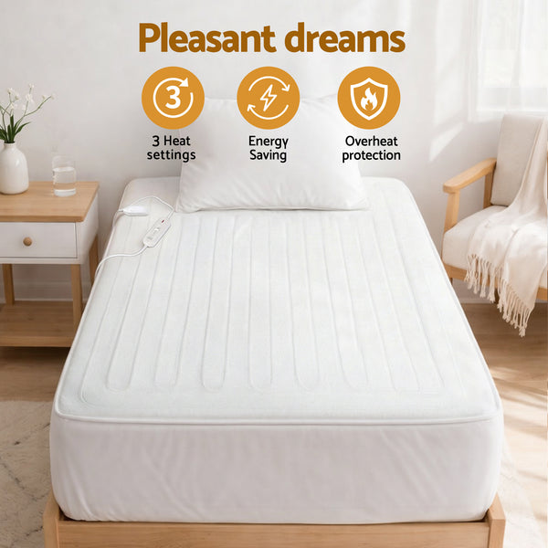 Giselle Electric Blanket King Single Heated Fully Fitted Washable Pad Winter Warm Awezingly