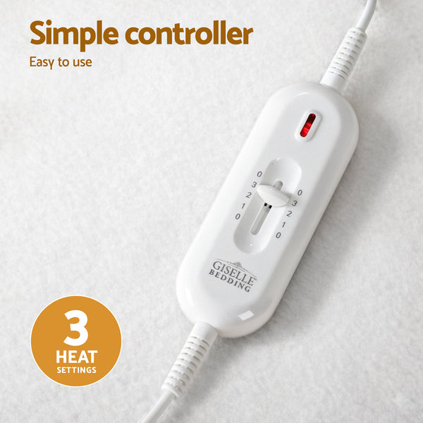 Giselle Electric Blanket King Single Heated Fully Fitted Washable Pad Winter Warm Awezingly