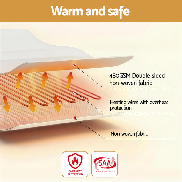 Giselle Electric Blanket King Single Heated Fully Fitted Washable Pad Winter Warm Awezingly