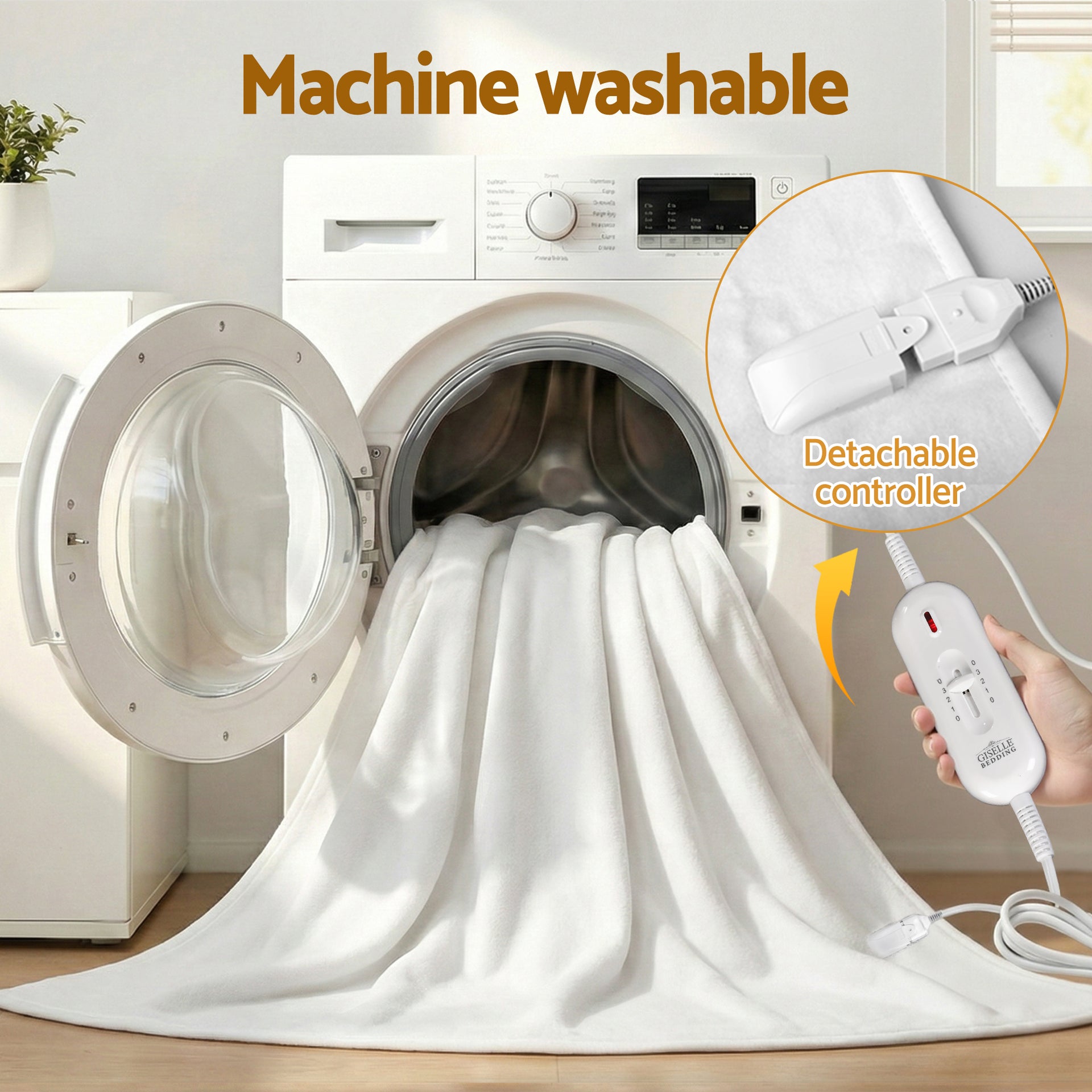 Giselle Electric Blanket King Single Heated Fully Fitted Washable Pad Winter Warm Awezingly