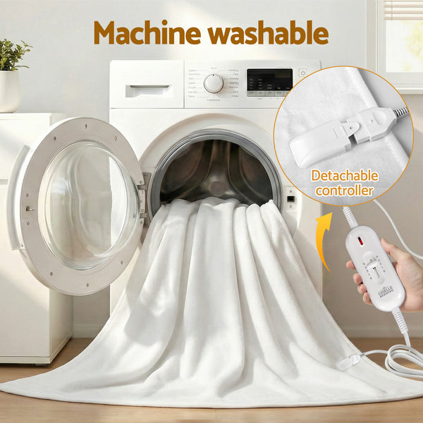 Giselle Electric Blanket King Single Heated Fully Fitted Washable Pad Winter Warm Awezingly