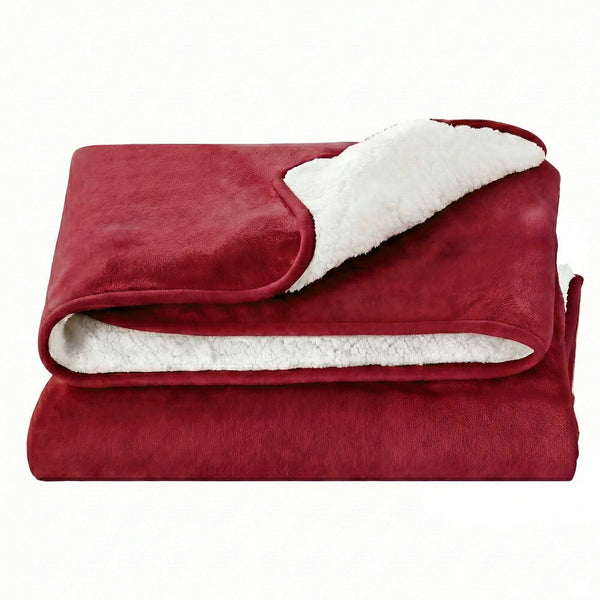 Giselle Electric Throw Rug Double Size 200x180cm Fleece Flannel Heated Blanket Burgundy Awezingly