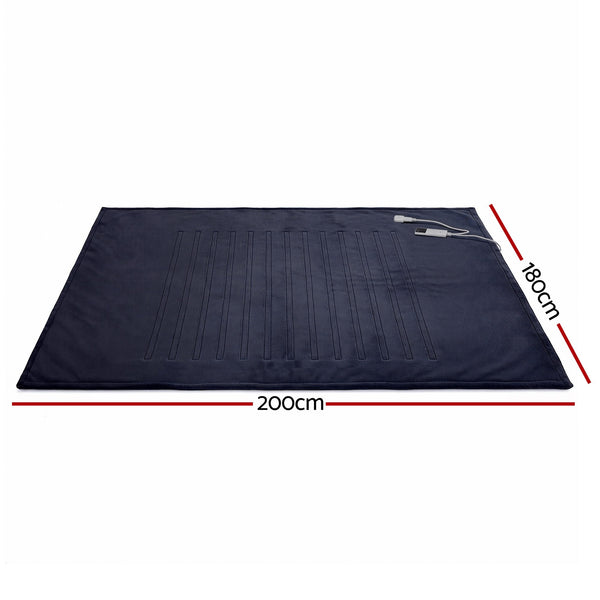 Giselle Electric Throw Rug Double Size 200x180cm Coral Fleece Heated Blanket Charcoal Awezingly