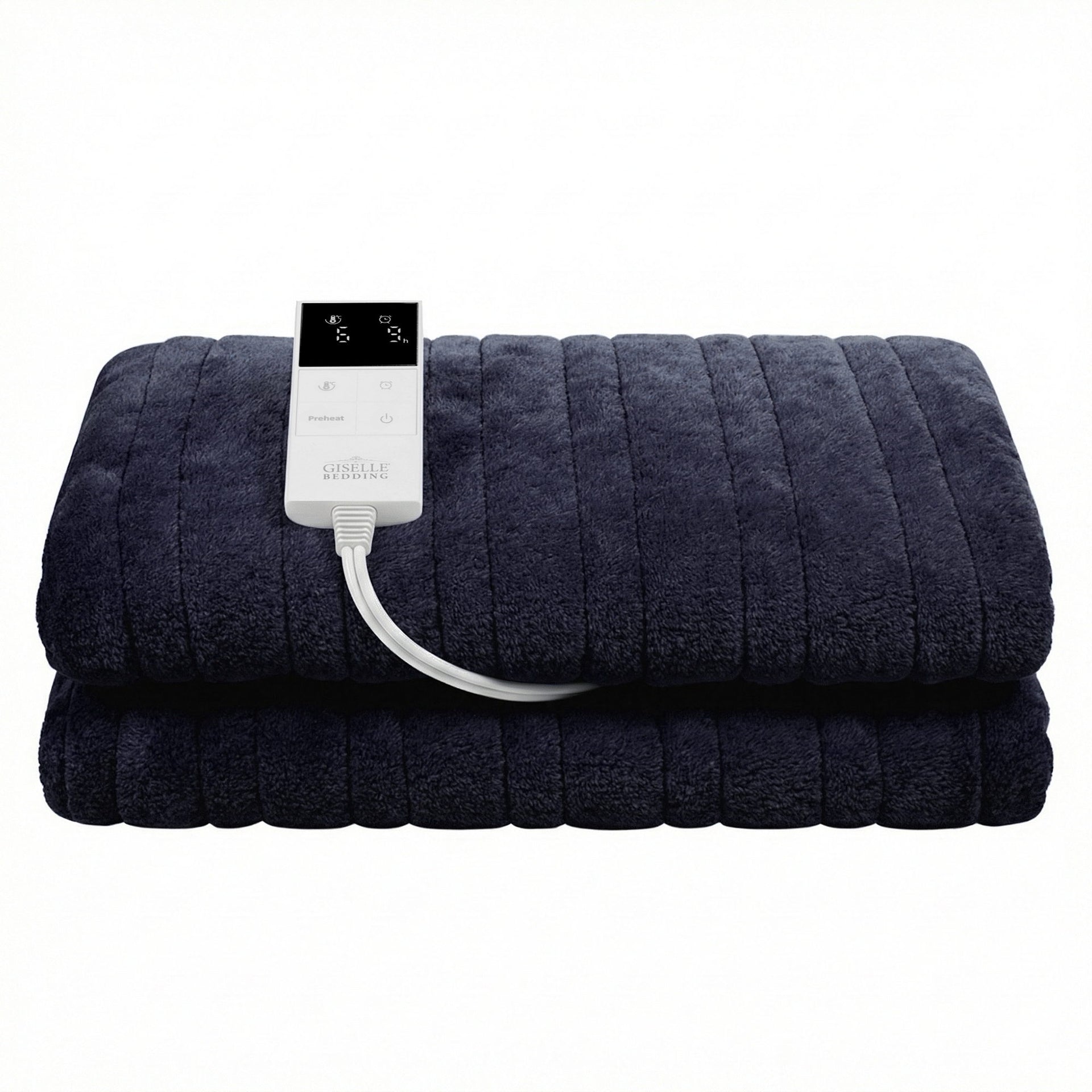 Giselle Electric Throw Rug Double Size 200x180cm Coral Fleece Heated Blanket Charcoal Awezingly