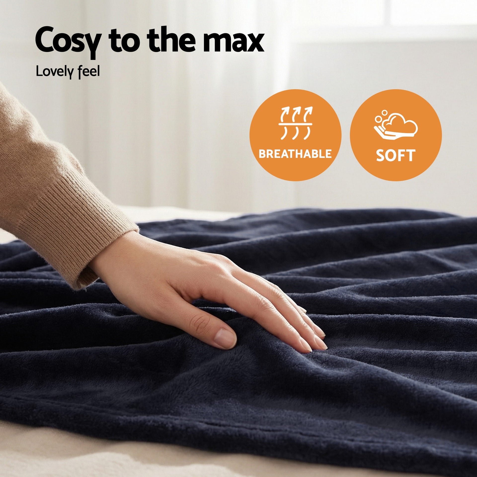 Giselle Electric Throw Rug Double Size 200x180cm Coral Fleece Heated Blanket Charcoal Awezingly