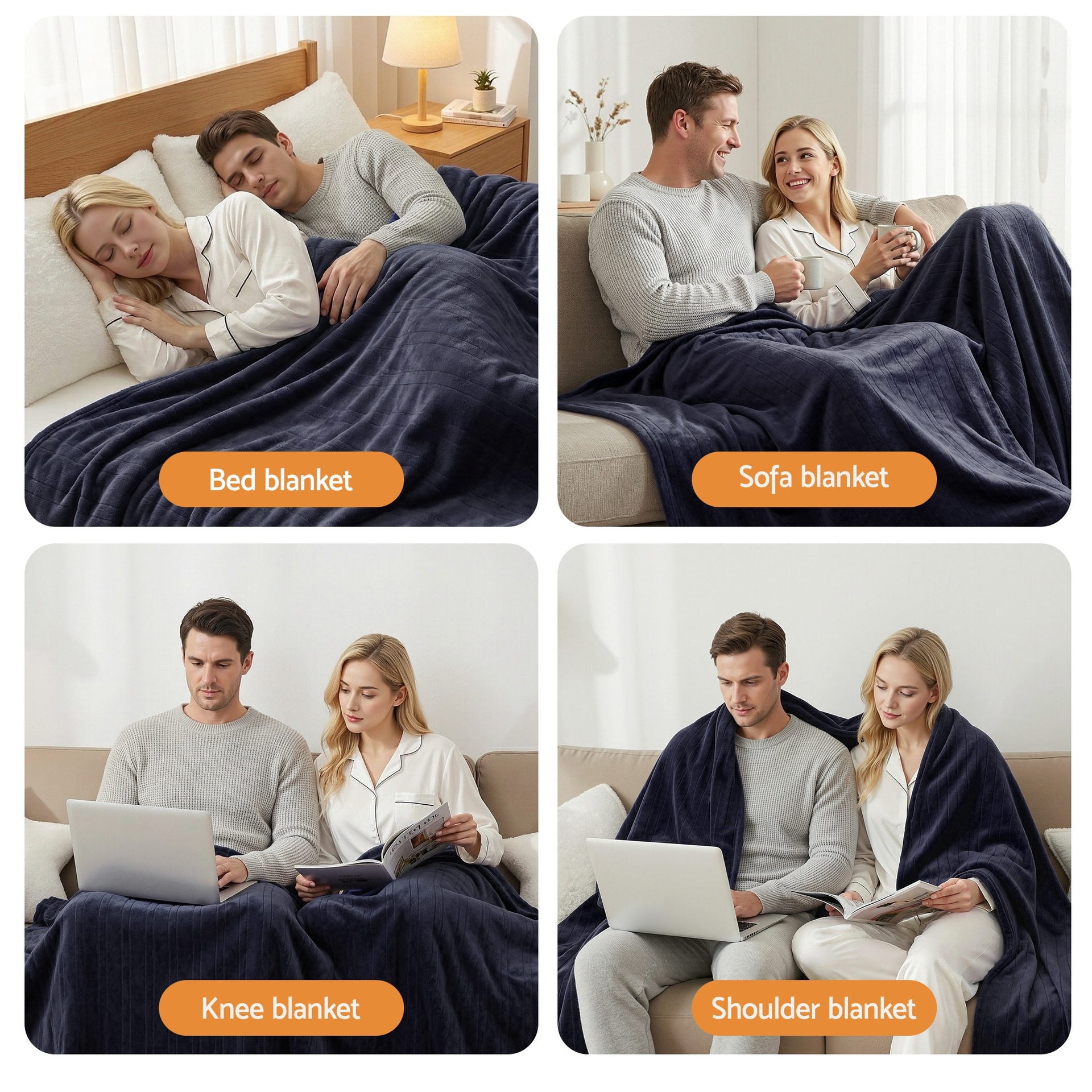 Giselle Electric Throw Rug Double Size 200x180cm Coral Fleece Heated Blanket Charcoal Awezingly