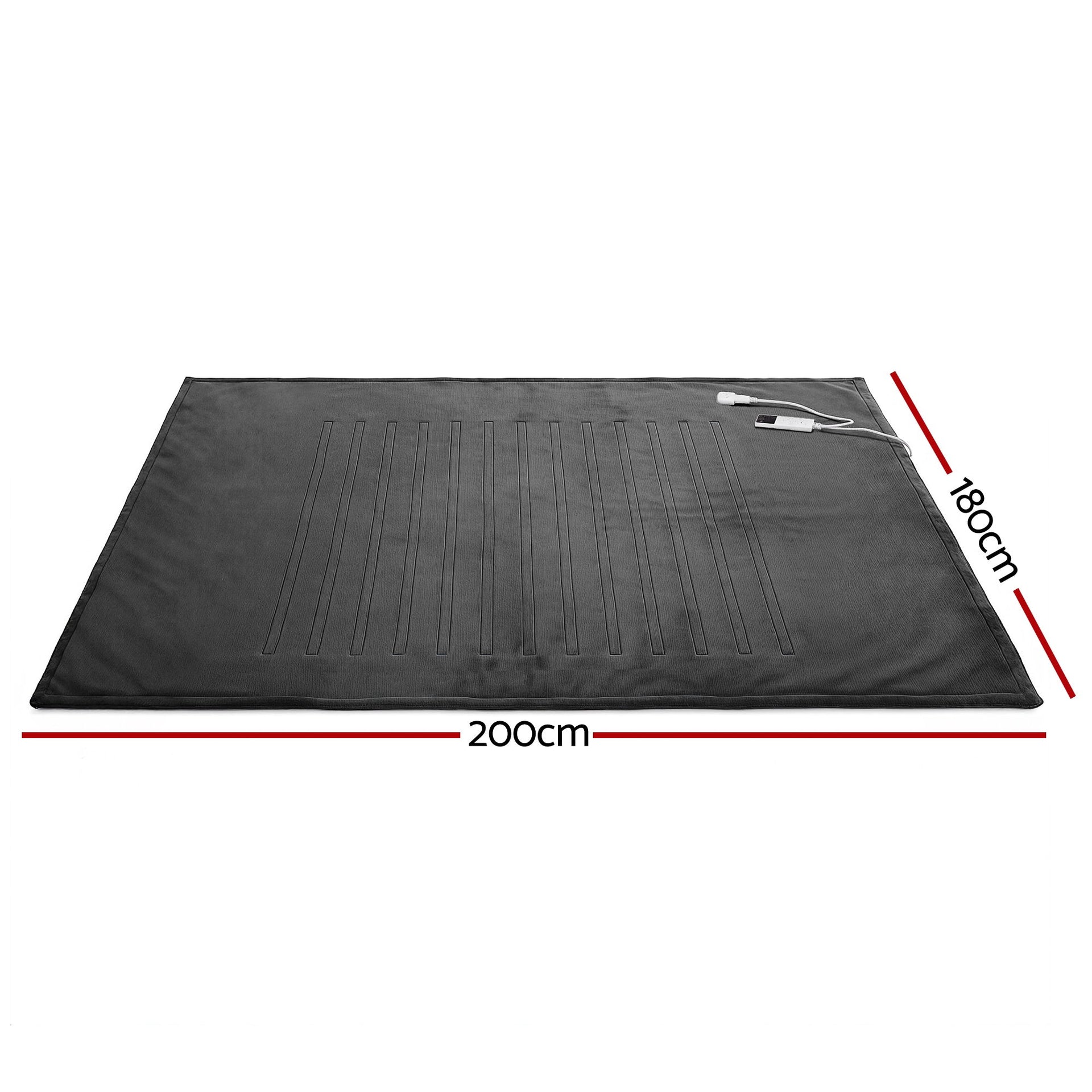 Giselle Electric Throw Rug Double Size 200x180cm Coral Fleece Heated Blanket Grey Awezingly