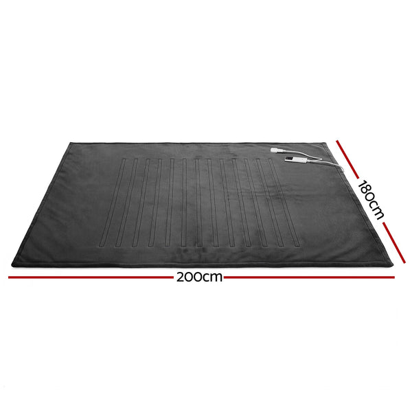 Giselle Electric Throw Rug Double Size 200x180cm Coral Fleece Heated Blanket Grey Awezingly