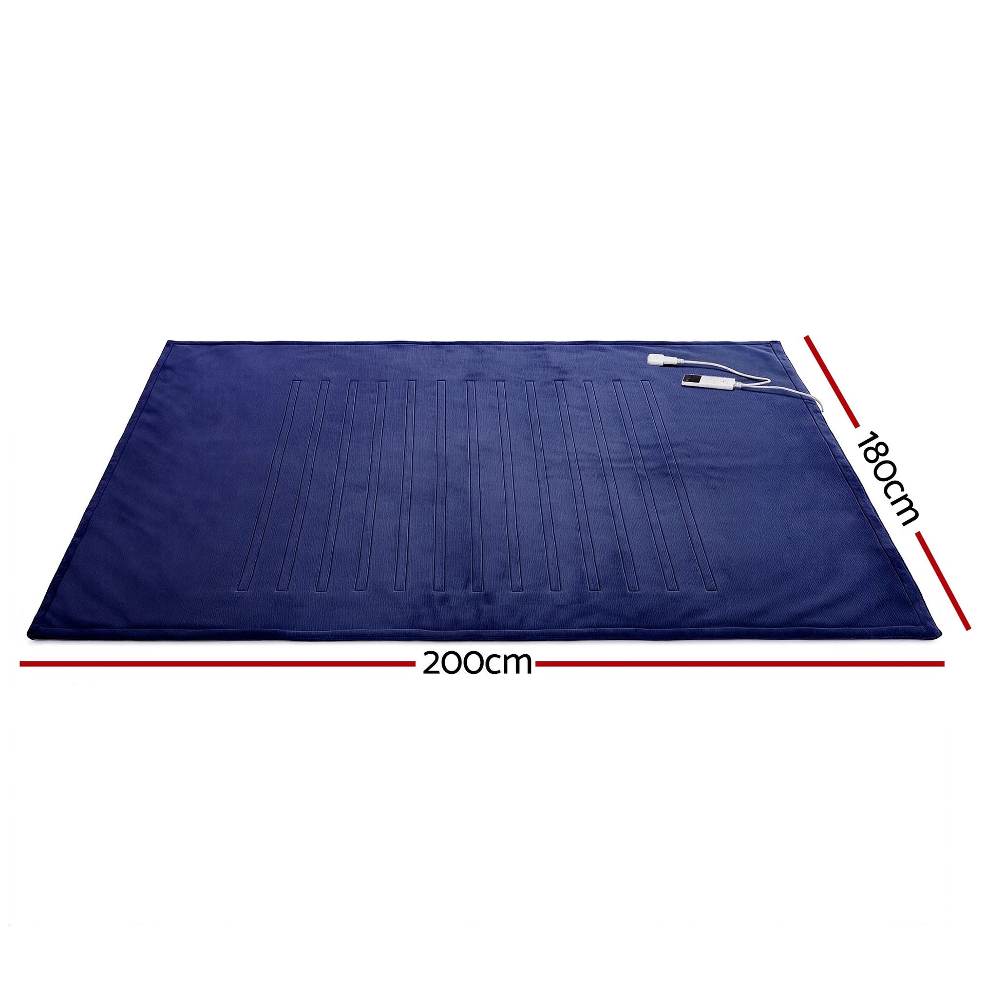 Giselle Electric Throw Rug Double Size 200x180cm Coral Fleece Heated Blanket Navy Blue Awezingly