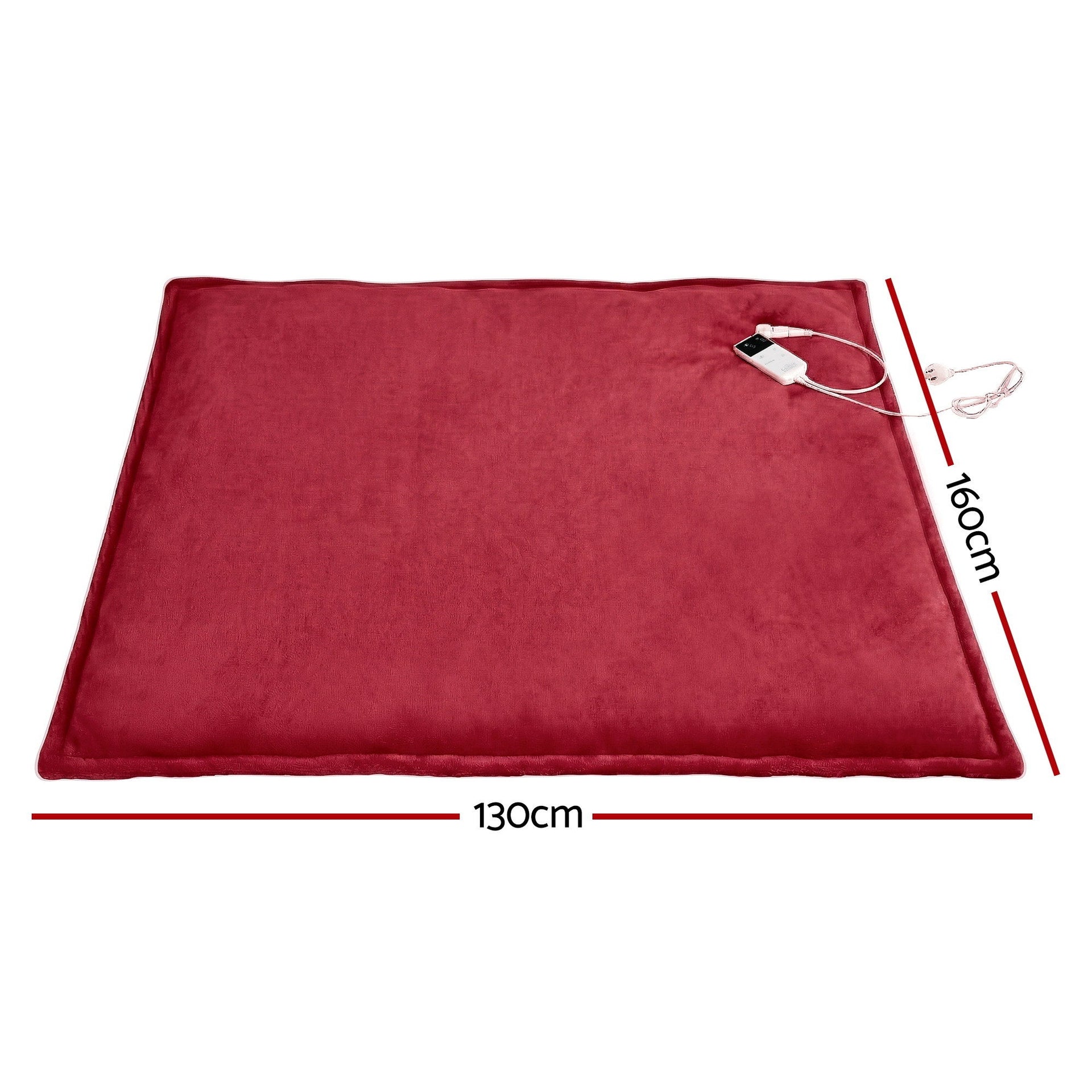 Giselle Electric Throw Rug Dual Side Fleece Flannel Heated Blanket Burgundy Awezingly