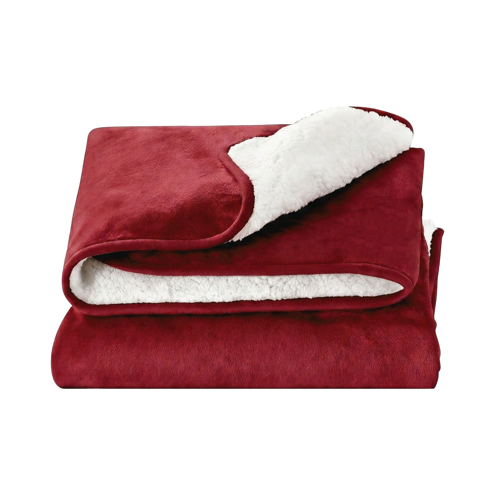 Giselle Electric Throw Rug Dual Side Fleece Flannel Heated Blanket Burgundy Awezingly