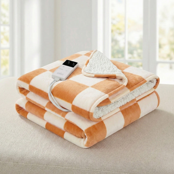 Giselle Electric Throw Rug Dual Side Fleece Flannel Heated Blanket Yellow Awezingly