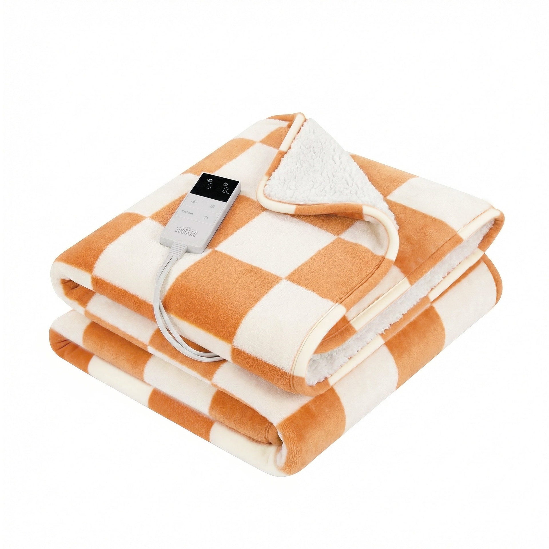 Giselle Electric Throw Rug Dual Side Fleece Flannel Heated Blanket Yellow Awezingly