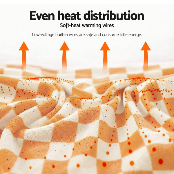 Giselle Electric Throw Rug Dual Side Fleece Flannel Heated Blanket Yellow Awezingly