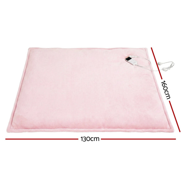 Giselle Electric Throw Rug Dual Side Fleece Flannel Heated Blanket Pink Awezingly
