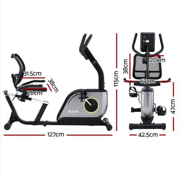 Everfit Recumbent Exercise Bike Magnetic Cycling Mesh Chair 120kg Loading Everfit