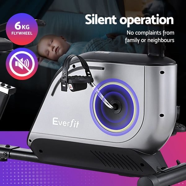 Everfit Recumbent Exercise Bike Magnetic Cycling Mesh Chair 120kg Loading Everfit