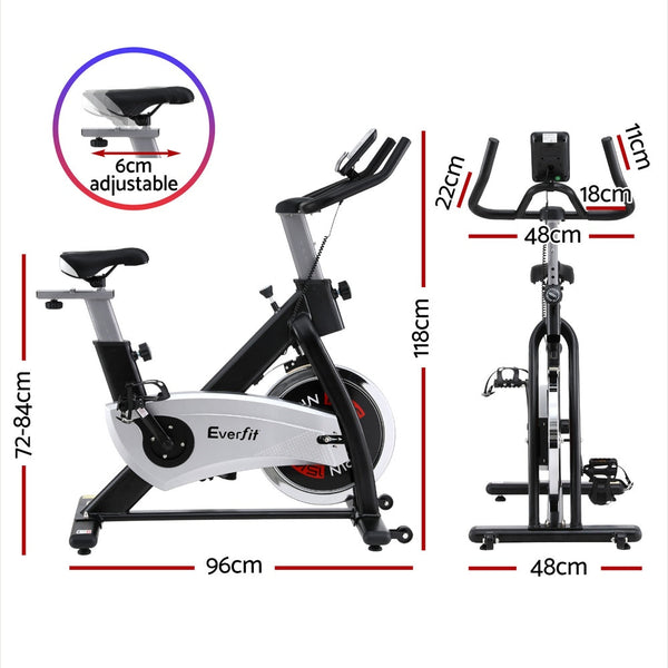 15kg Flywheel Spin Bike Everfit Exercise Bike Home Gym Fitness 120KG Capacity Everfit