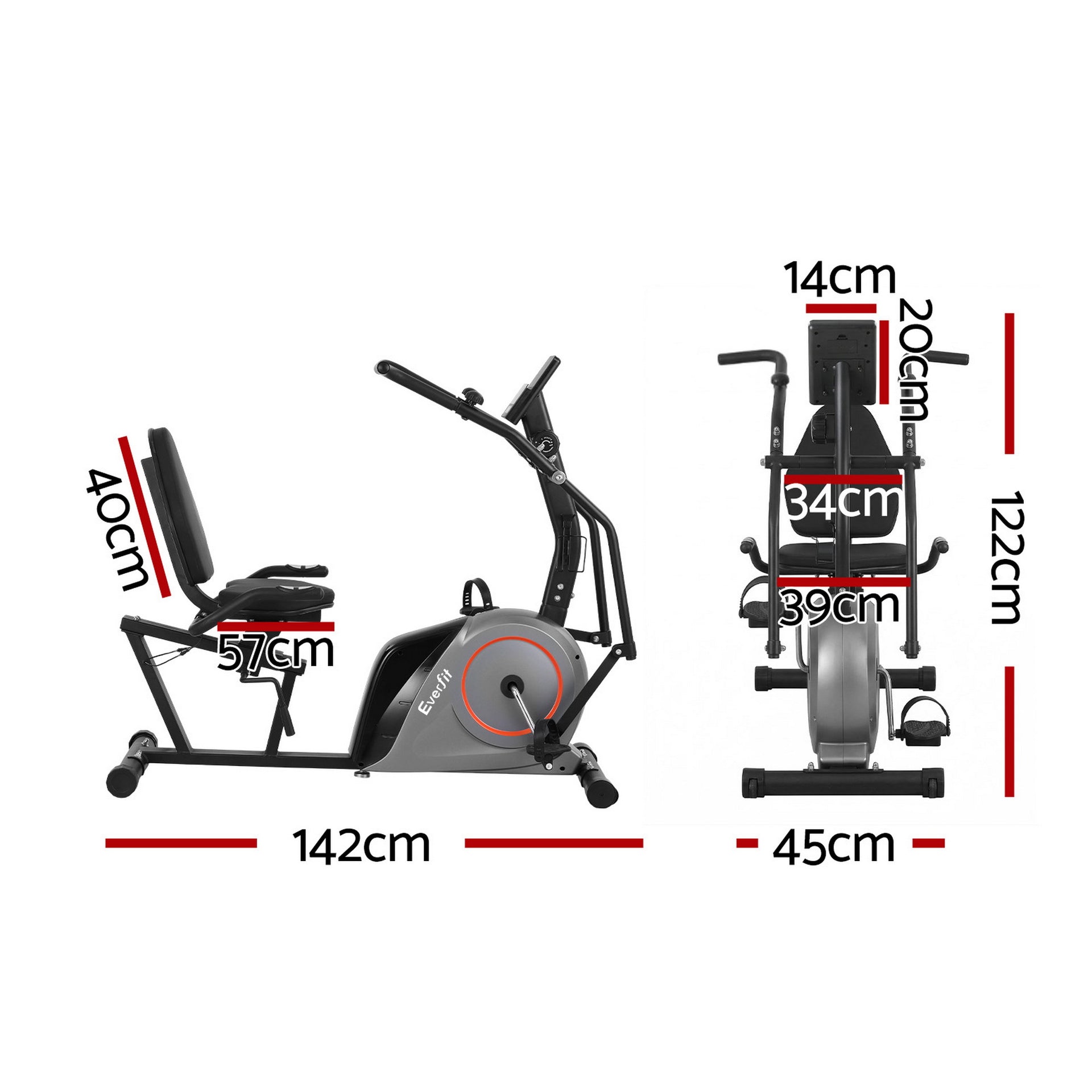 Everfit Exercise Bike Recumbent Cycling Magnetic Bluetooth App Connect Home Gym Awezingly