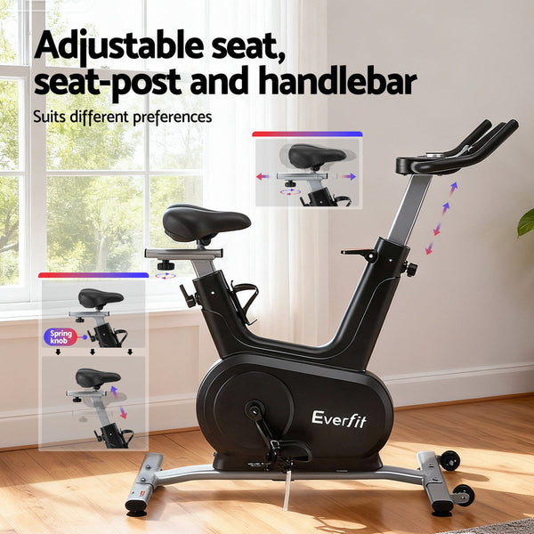 Everfit Exercise Bike Spin Bike Electromagnetic Smart Home Fitness 24-Level Resistance 120kg Bluetooth Everfit