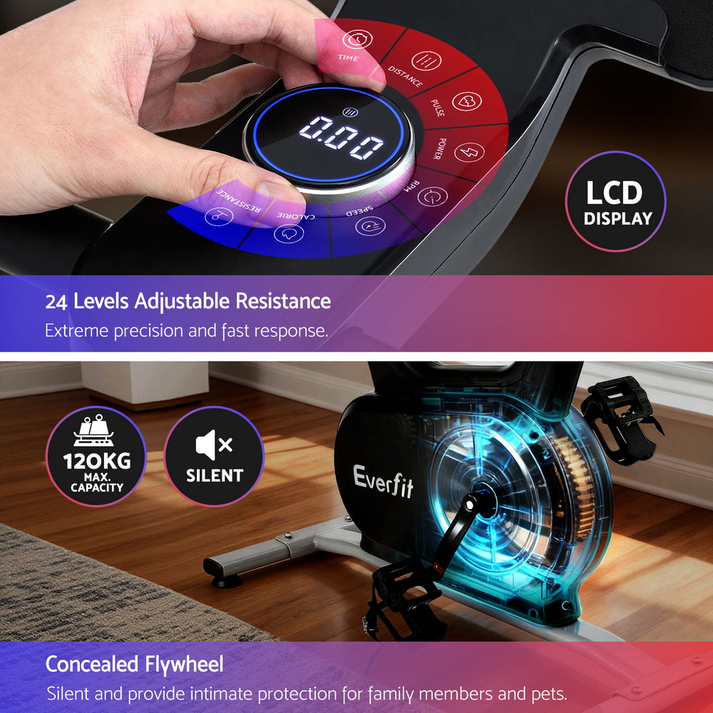 Everfit Exercise Bike Spin Bike Electromagnetic Smart Home Fitness 24-Level Resistance 120kg Bluetooth Everfit