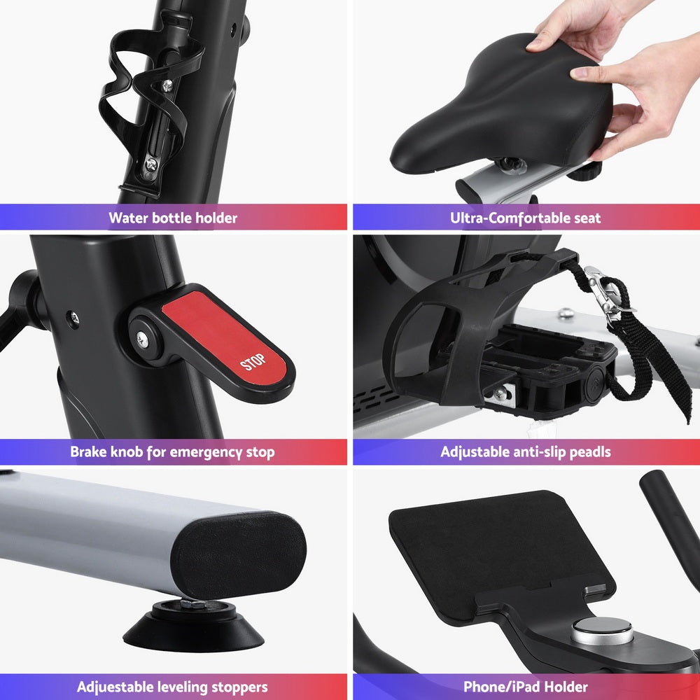 Everfit Exercise Bike Spin Bike Electromagnetic Smart Home Fitness 24-Level Resistance 120kg Bluetooth Everfit