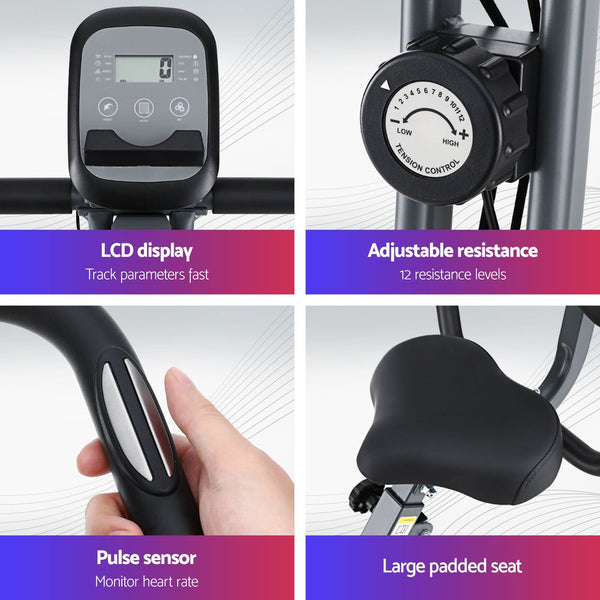 Everfit Folding Exercise Bike Magnetic X-Bike Aerobic Trainer Indoor Cycling Everfit