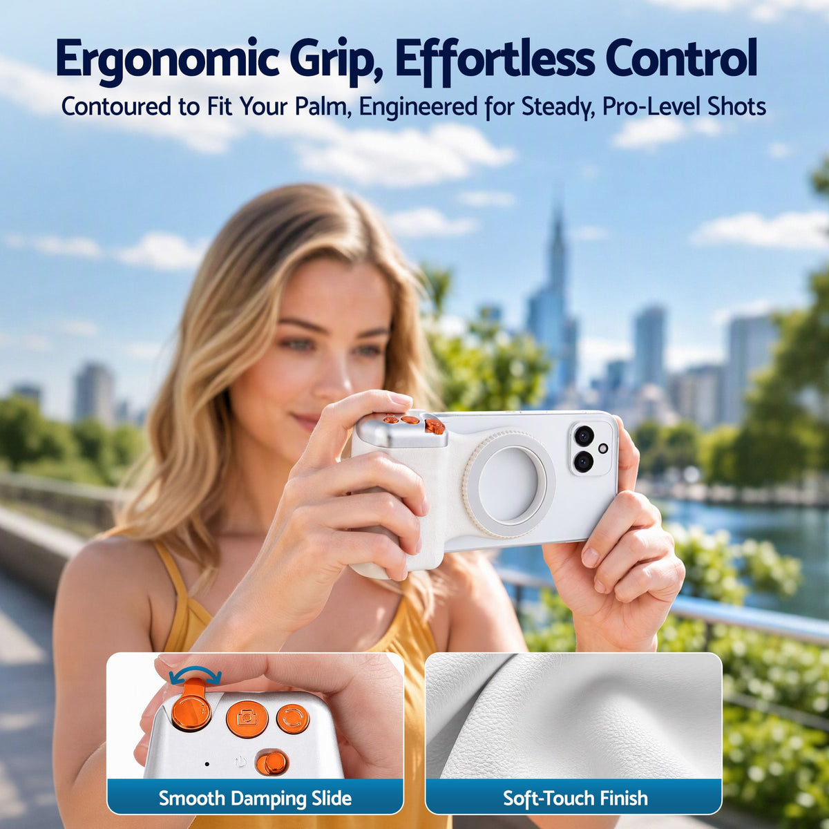 Devanti Magnetic Phone Camera Grip Ergonomic Hanlder Detachable Bluetooth Remote Awezingly