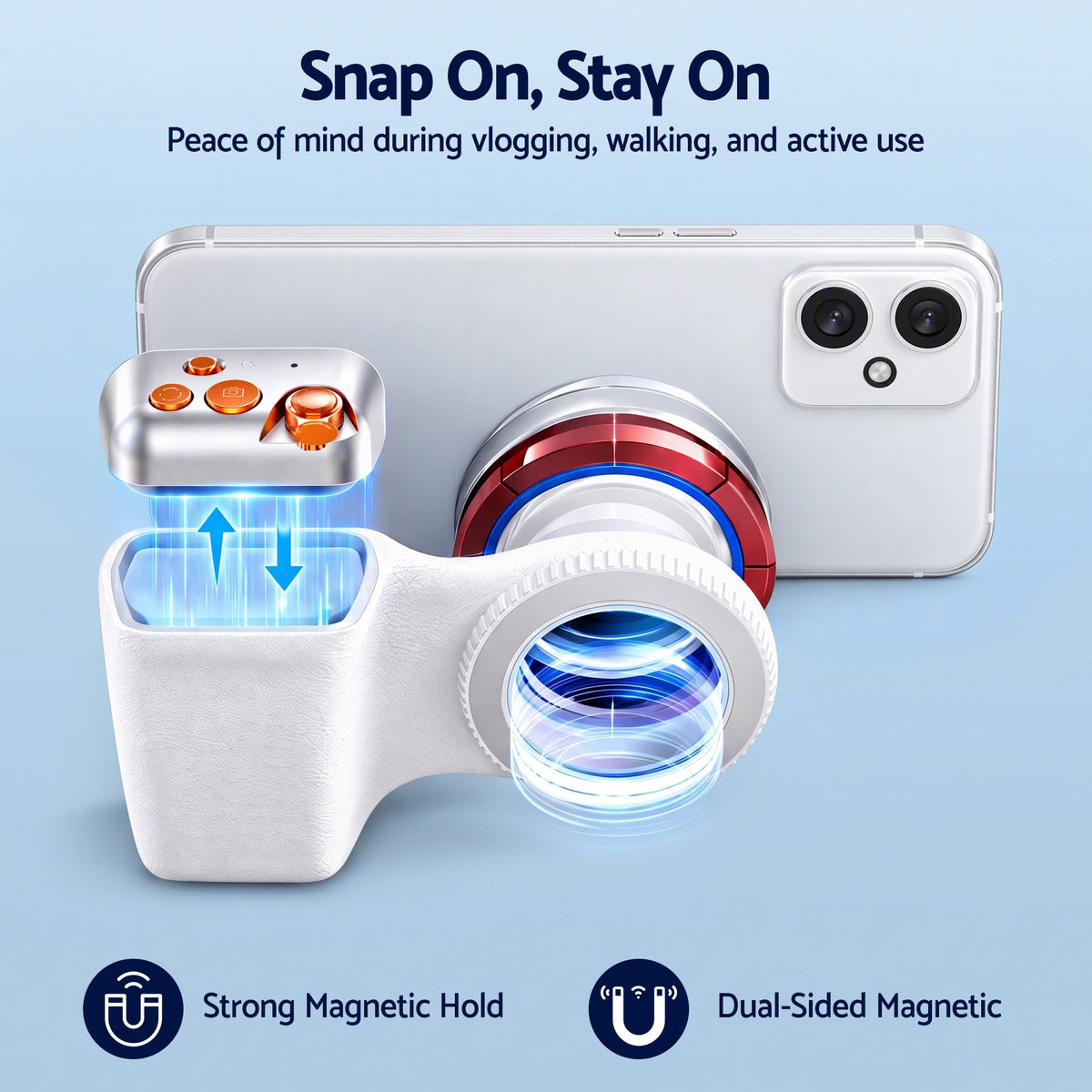 Devanti Magnetic Phone Camera Grip Ergonomic Hanlder Detachable Bluetooth Remote Awezingly