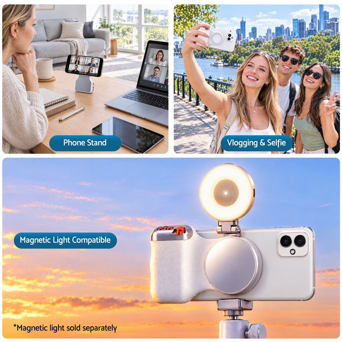 Devanti Magnetic Phone Camera Grip Ergonomic Hanlder Detachable Bluetooth Remote Awezingly