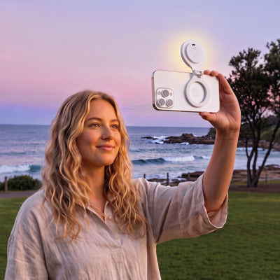 Devanti Magnetic Selfie Light Foldable LED Ring Fill Phone Light CRI95 White