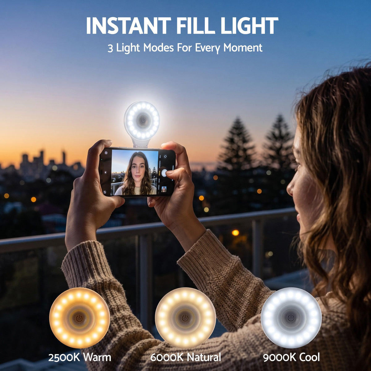 Devanti Magnetic Selfie Light Foldable LED Ring Fill Phone Light CRI95 White Awezingly