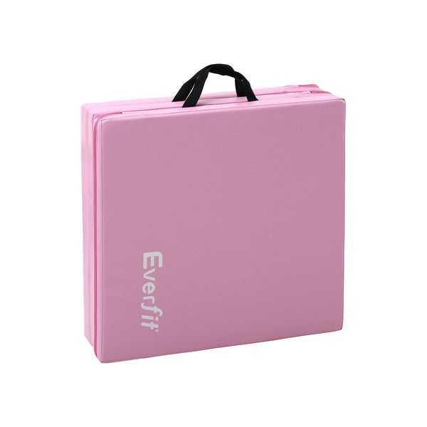 Everfit 180x60cm Gymnastics Mats Folding Exercise Floor Mat Portable 3 Fold Tumbling Mat Pink Everfit
