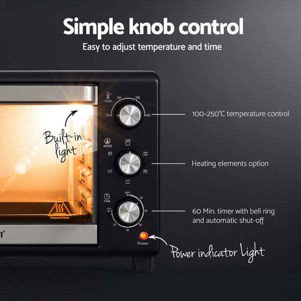 Devanti 30L Convection Oven Electric Fryer Ovens 1600W Awezingly