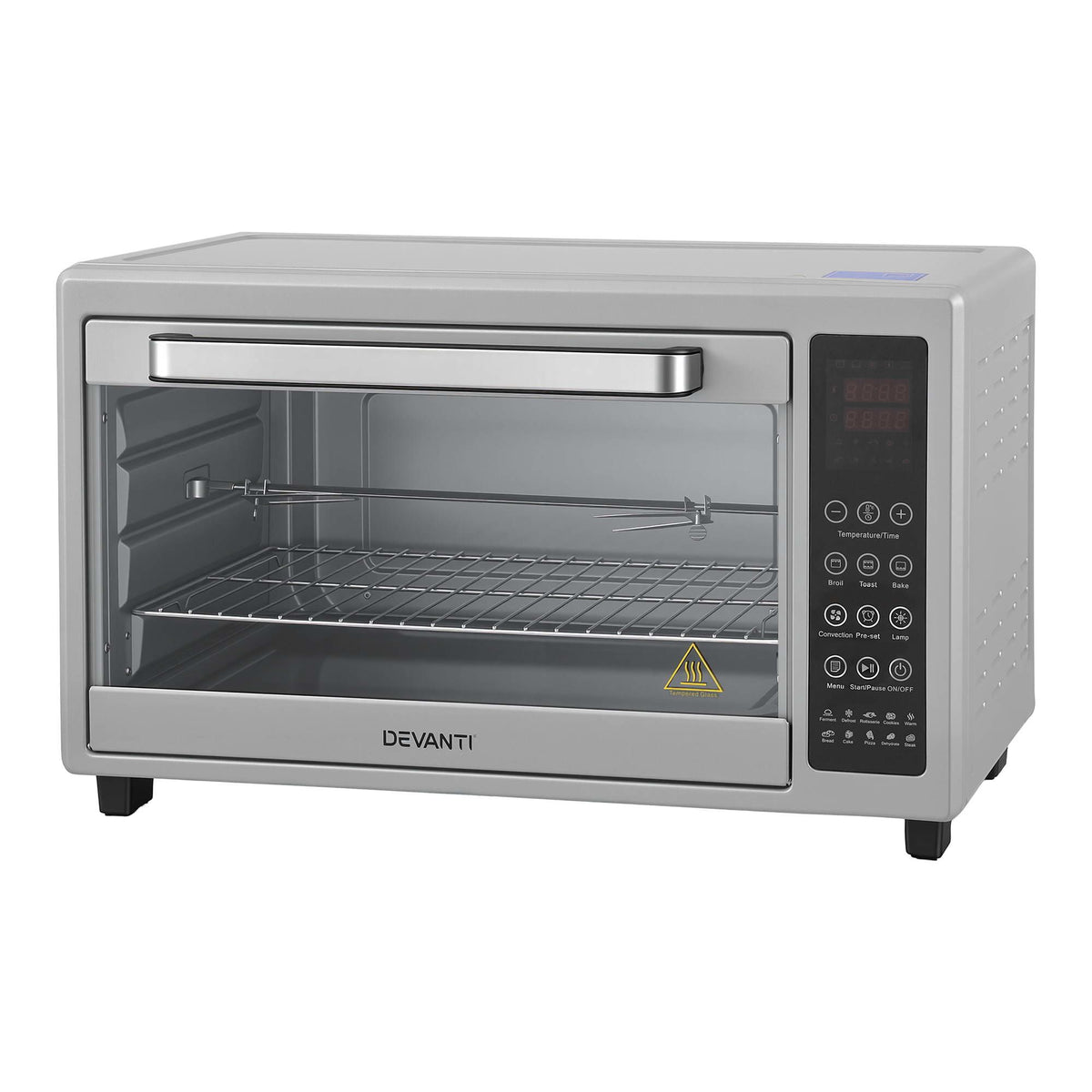 Devanti 48L Convection Oven Electric Fryer Bake Grill Ovens Benchtop 2000W Silver Awezingly
